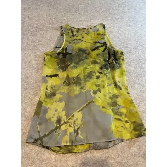 The Limited Yellow Gray Ruffled Blouse Tank Top Size Medium - Picture 2 of 5